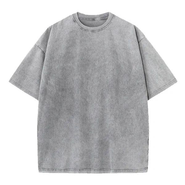 Vintage Washed T-Shirts for Men & Women - Retro Hip Hop Harajuku Cotton Top - grey / XXL