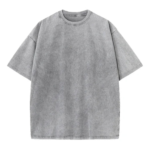 Vintage Washed T-Shirts for Men & Women - Retro Hip Hop Harajuku Cotton Top - grey / XXL