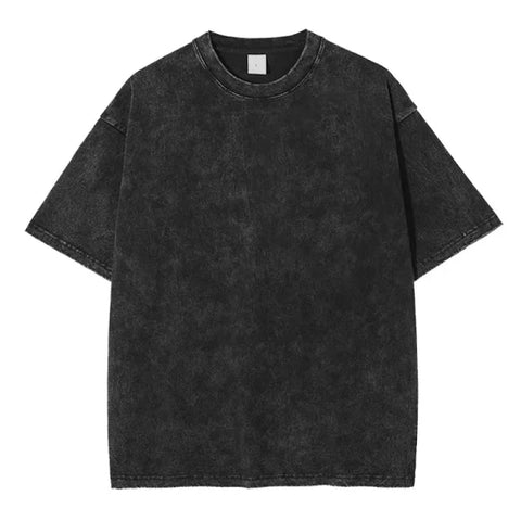 Vintage Washed T-Shirts for Men & Women - Retro Hip Hop Harajuku Cotton Top - black / S