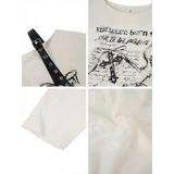 Vintage Y2K Oversized Off-Shoulder T-Shirt - Distressed Hole Print Hip-Hop Baggy Long Sleeve Top