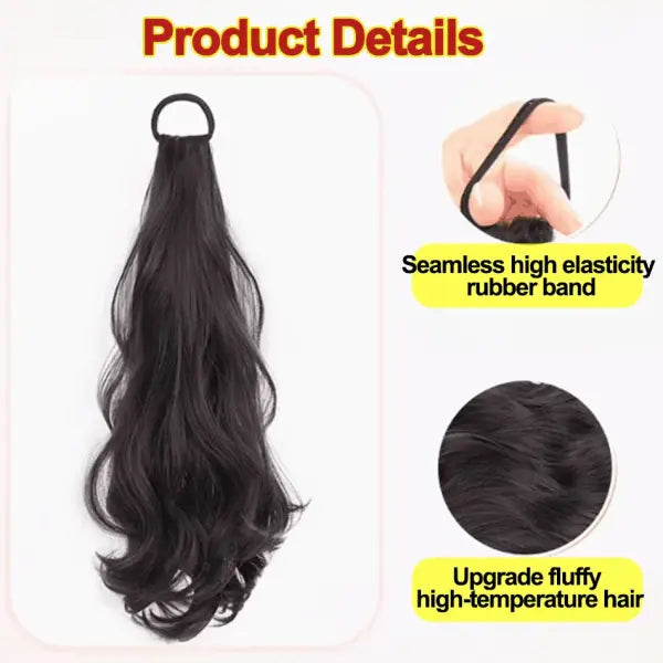 Vitality Synthetic Wig Ponytail Long Wavy Ponytail Hair With High Elasticity Rubber Band Heat Resistant Hairpiece