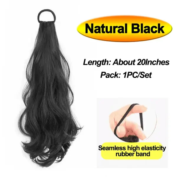Vitality Synthetic Wig Ponytail Long Wavy Ponytail Hair With High Elasticity Rubber Band Heat Resistant Hairpiece