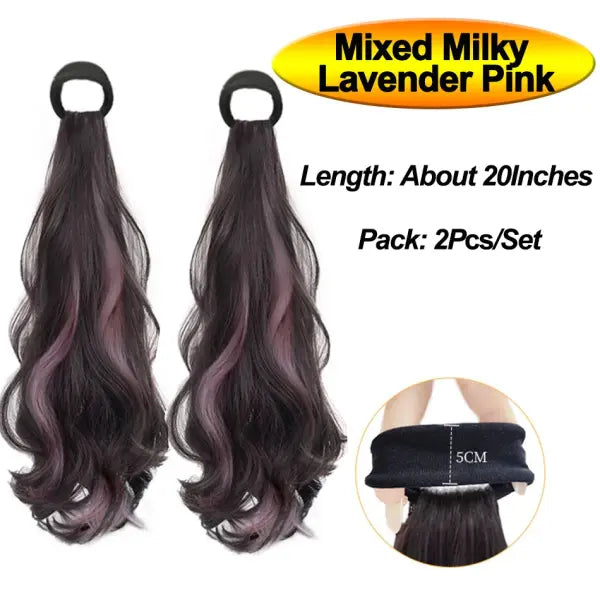 Vitality Synthetic Wig Ponytail Long Wavy Ponytail Hair With High Elasticity Rubber Band Heat Resistant Hairpiece