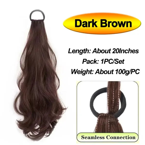 Vitality Synthetic Wig Ponytail Long Wavy Ponytail Hair With High Elasticity Rubber Band Heat Resistant Hairpiece