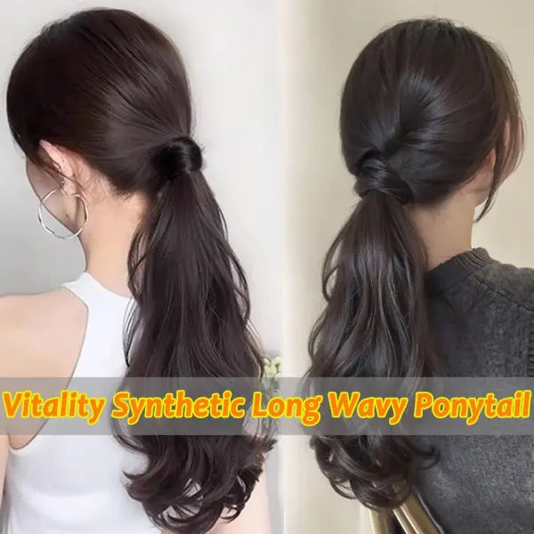 Vitality Synthetic Wig Ponytail Long Wavy Ponytail Hair With High Elasticity Rubber Band Heat Resistant Hairpiece