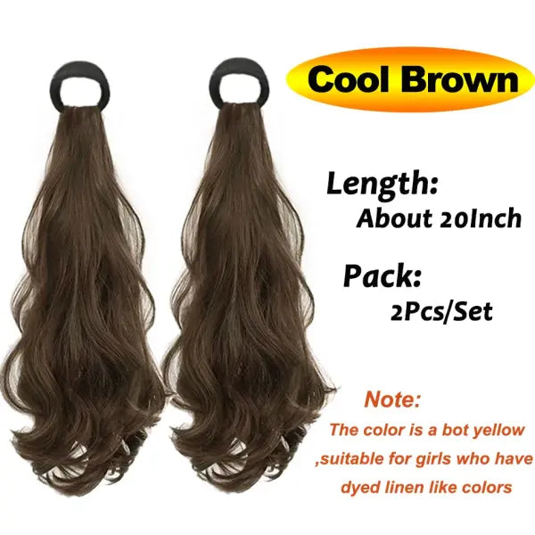 Vitality Synthetic Wig Ponytail Long Wavy Ponytail Hair With High Elasticity Rubber Band Heat Resistant Hairpiece