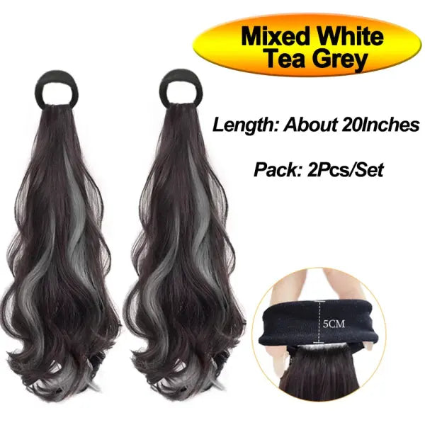 Vitality Synthetic Wig Ponytail Long Wavy Ponytail Hair With High Elasticity Rubber Band Heat Resistant Hairpiece