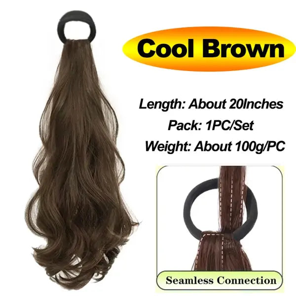 Vitality Synthetic Wig Ponytail Long Wavy Ponytail Hair With High Elasticity Rubber Band Heat Resistant Hairpiece