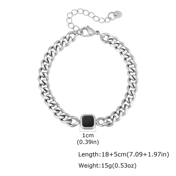 Stainless Steel Adjustable Chain Bracelet Six Sided Men’s Jewelry Gift - BR-3031S 7mm Width