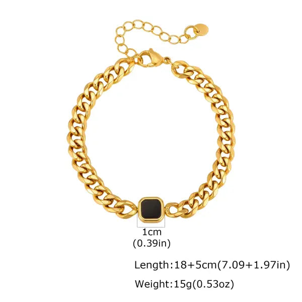 Stainless Steel Adjustable Chain Bracelet Six Sided Men’s Jewelry Gift - BR-3031G 7mm Width