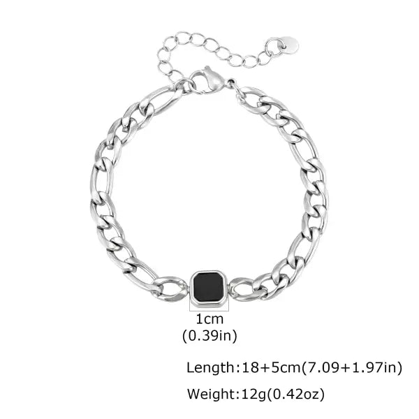Stainless Steel Adjustable Chain Bracelet Six Sided Men’s Jewelry Gift - BR-3032S 7mm Width