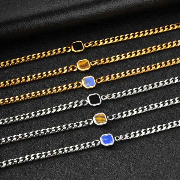 Stainless Steel Adjustable Chain Bracelet Six Sided Men’s Jewelry Gift