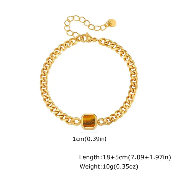 Stainless Steel Adjustable Chain Bracelet Six Sided Men’s Jewelry Gift - BR-2662G02 5mm Width