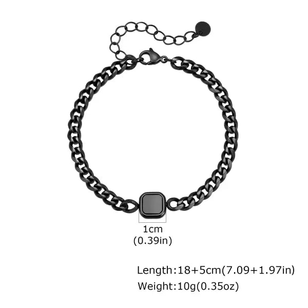 Stainless Steel Adjustable Chain Bracelet Six Sided Men’s Jewelry Gift - BR-2662B 5mm Width