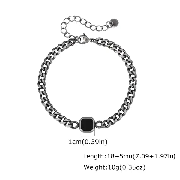 Stainless Steel Adjustable Chain Bracelet Six Sided Men’s Jewelry Gift - BR-2662GR 5mm Width