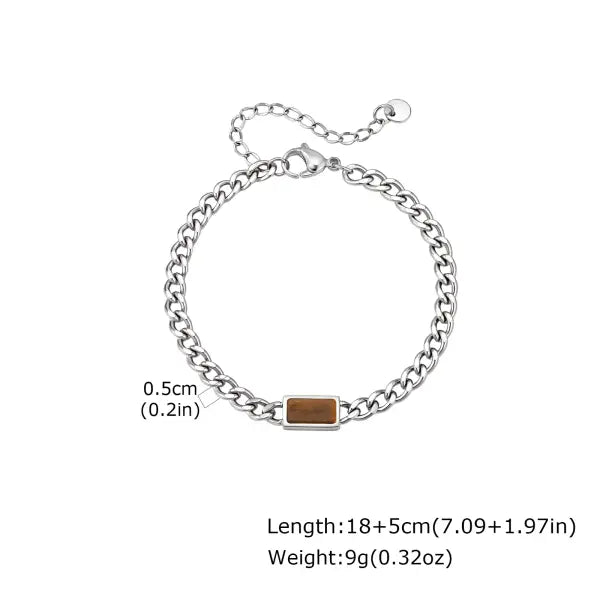 Stainless Steel Adjustable Chain Bracelet Six Sided Men’s Jewelry Gift - BR-2782S02 5mm Width