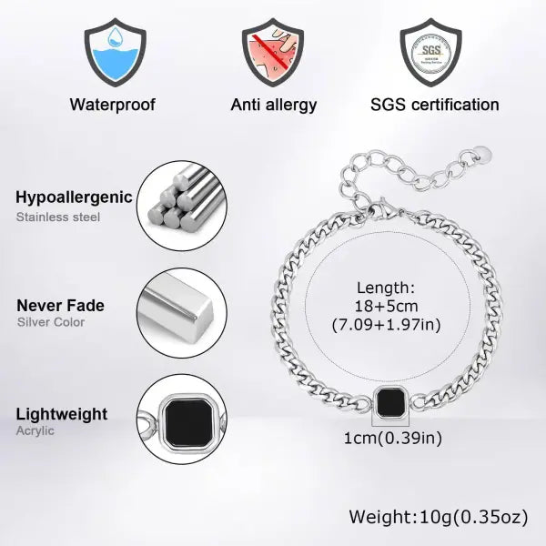 Stainless Steel Adjustable Chain Bracelet Six Sided Men’s Jewelry Gift