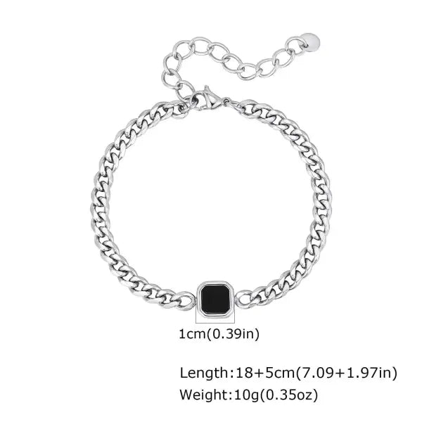Stainless Steel Adjustable Chain Bracelet Six Sided Men’s Jewelry Gift - BR-2662S 5mm Width
