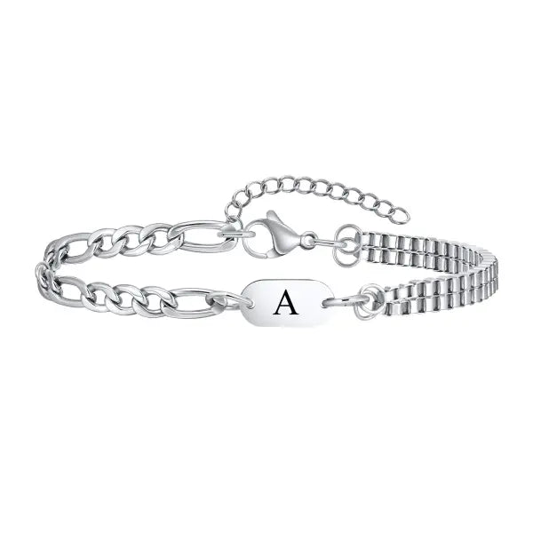 Stainless Steel Chain Bracelets Initial Link Jewelry Gift