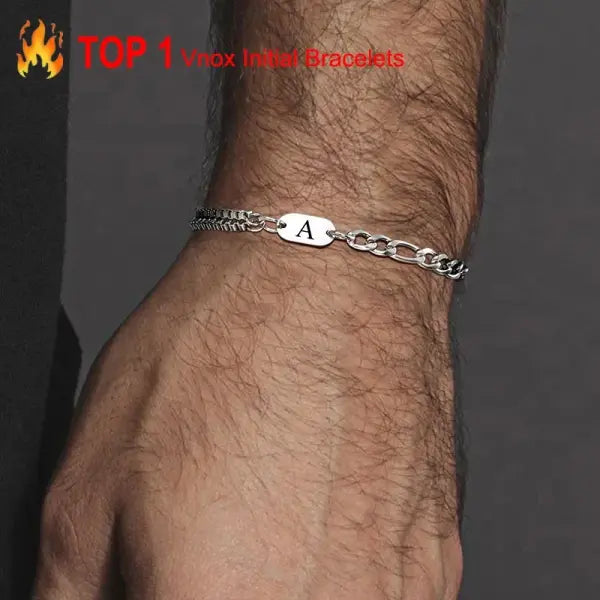 Stainless Steel Chain Bracelets Initial Link Jewelry Gift