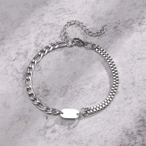 Stainless Steel Chain Bracelets Initial Link Jewelry Gift