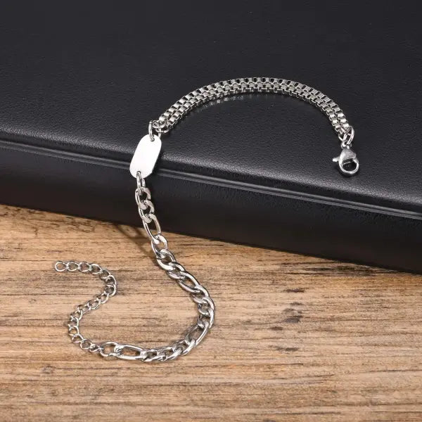 Stainless Steel Chain Bracelets Initial Link Jewelry Gift