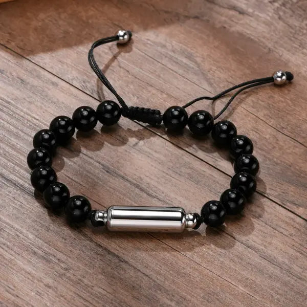 Lava Stone Beads Urn Bracelet Adjustable Cremation Memorial Jewelry - BR-994S-4