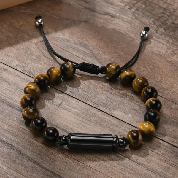 Lava Stone Beads Urn Bracelet Adjustable Cremation Memorial Jewelry - BR-994B-3