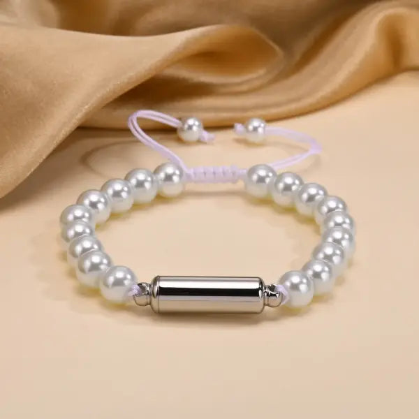 Lava Stone Beads Urn Bracelet Adjustable Cremation Memorial Jewelry - BR-1727S