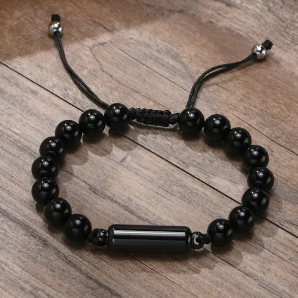 Lava Stone Beads Urn Bracelet Adjustable Cremation Memorial Jewelry - BR-994B-4