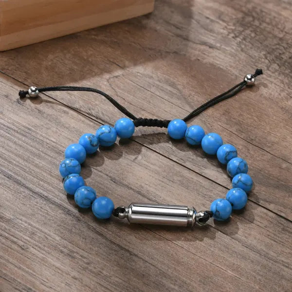 Lava Stone Beads Urn Bracelet Adjustable Cremation Memorial Jewelry - BR-994S-2