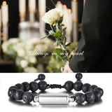 Lava Stone Beads Urn Bracelet Adjustable Cremation Memorial Jewelry