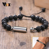 Lava Stone Beads Urn Bracelet Adjustable Cremation Memorial Jewelry
