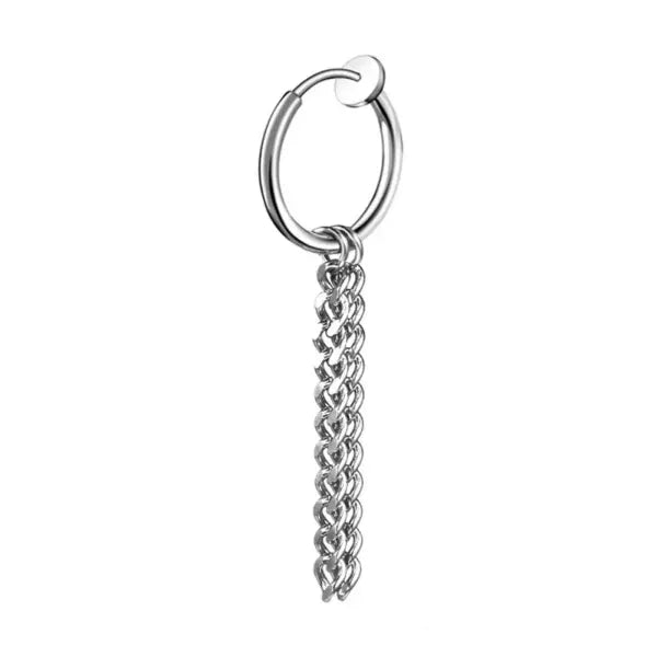 Black steel clip earrings for unisex (stainless steel) – Gothic rock style - ED-467S01-1