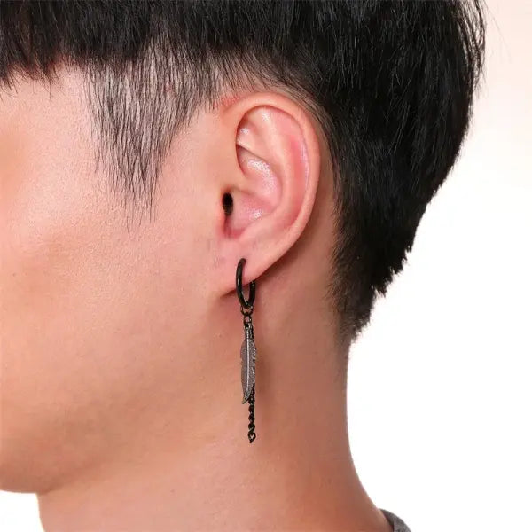 Black steel clip earrings for unisex (stainless steel) – Gothic rock style
