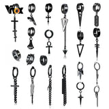 Black steel clip earrings for unisex (stainless steel) – Gothic rock style