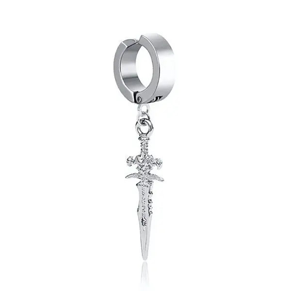 Black steel clip earrings for unisex (stainless steel) – Gothic rock style - ED-457S01-1