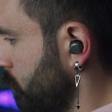 Black steel clip earrings for unisex (stainless steel) – Gothic rock style