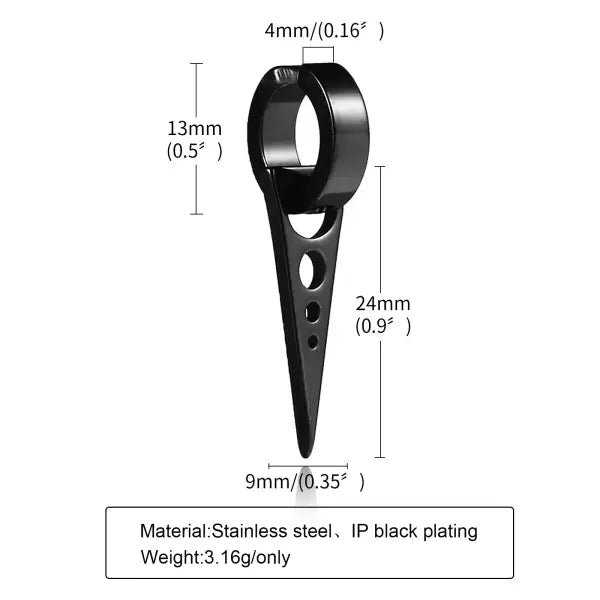 Black steel clip earrings for unisex (stainless steel) – Gothic rock style - ED-470B01-1