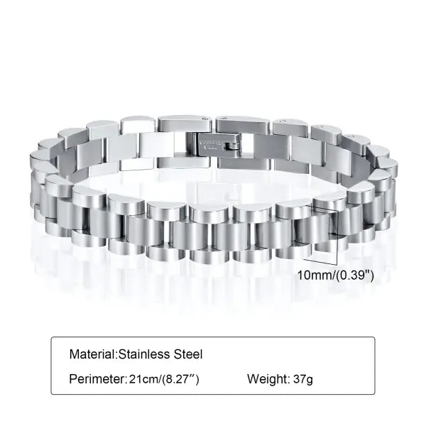 Vnox Stainless Steel Link Chain Bracelet Durable Watchband - BR-206S