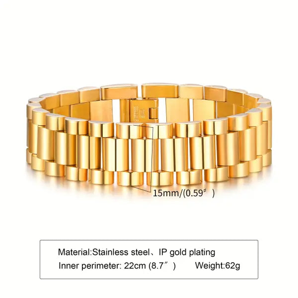 Vnox Stainless Steel Link Chain Bracelet Durable Watchband - BR-201
