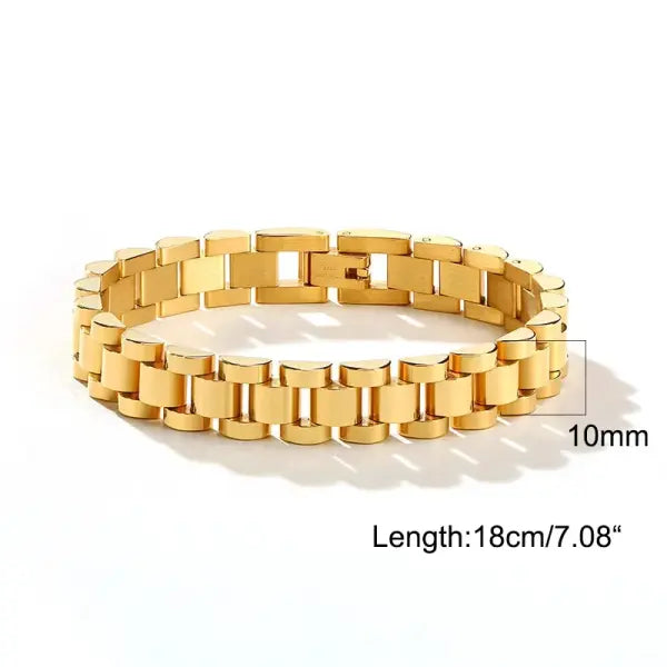 Vnox Stainless Steel Link Chain Bracelet Durable Watchband - BR-206G-18