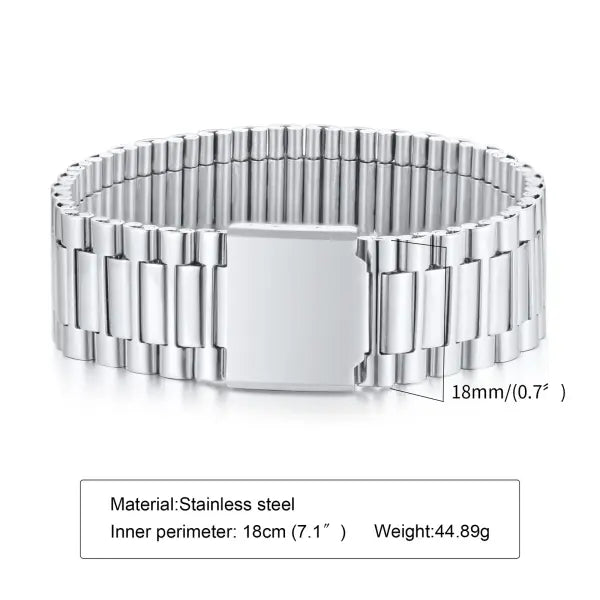 Vnox Stainless Steel Link Chain Bracelet Durable Watchband - BR-1053S