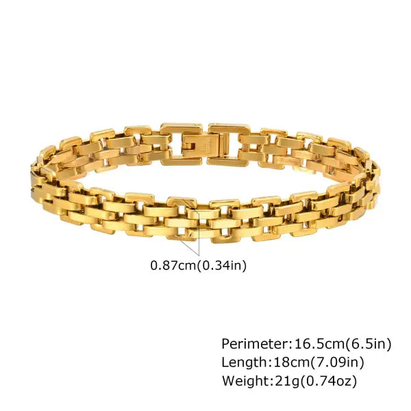 Vnox Stainless Steel Link Chain Bracelet Durable Watchband - BR-1318G01-18