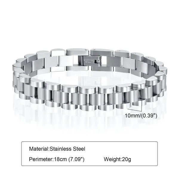 Vnox Stainless Steel Link Chain Bracelet Durable Watchband - BR-206S-18