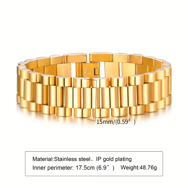 Vnox Stainless Steel Link Chain Bracelet Durable Watchband - BR-201G-18