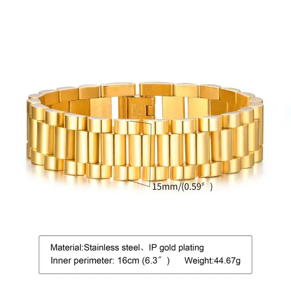 Vnox Stainless Steel Link Chain Bracelet Durable Watchband - BR-201G-165