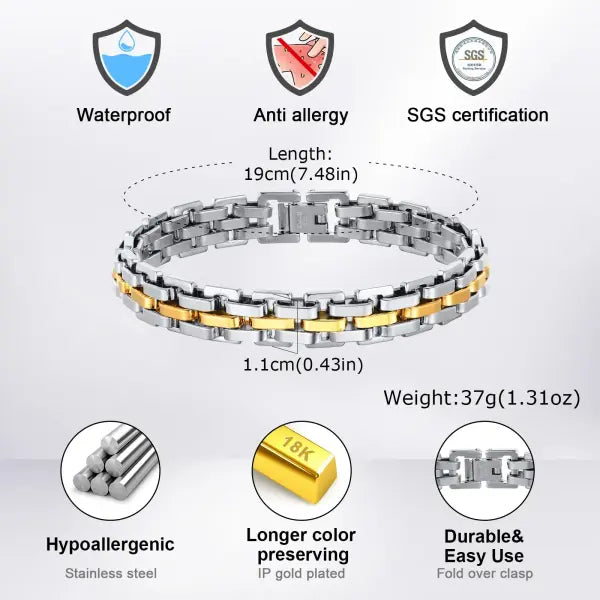 11mm stainless steel link bracelets for men punk style