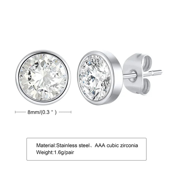 Vnox Unisex CZ Stud Earrings – Simple Bling Jewelry That Won’t Fade - Himpall