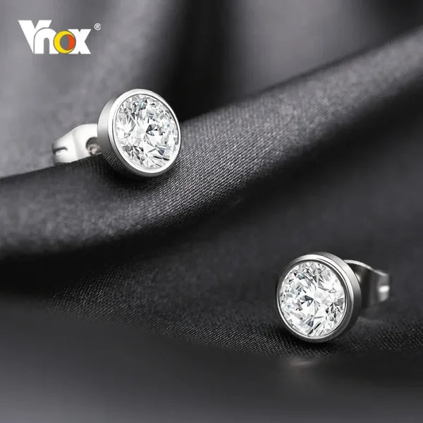 Vnox Unisex CZ Stud Earrings – Simple Bling Jewelry That Won’t Fade - Himpall